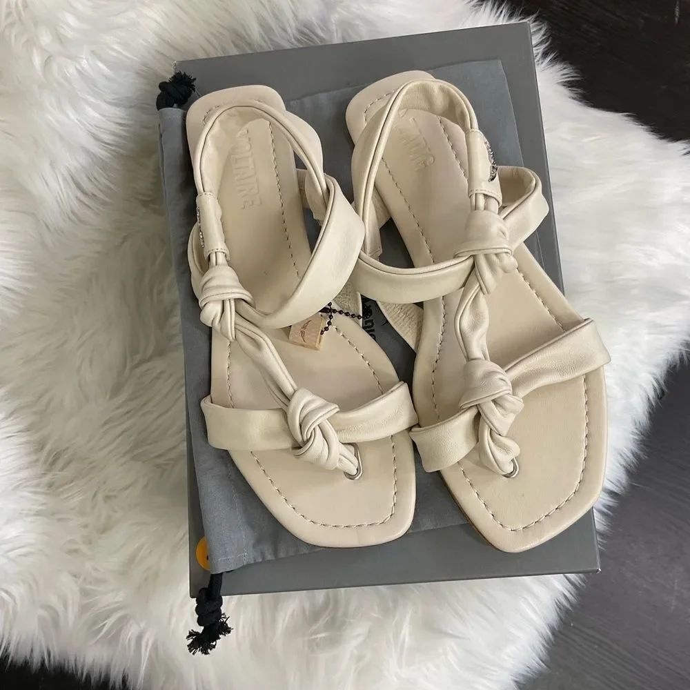 NEW Zadig & Voltaire Flash White Cream Forget Me Knot Flat Leather Sandals 9